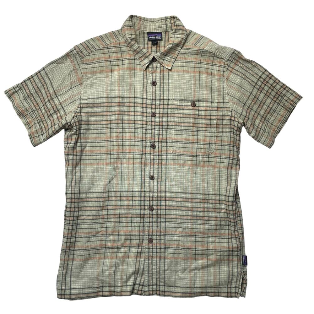 Patagonia A/C Shirt Green Plaid Button Up Size Small Men's Organic Cotton